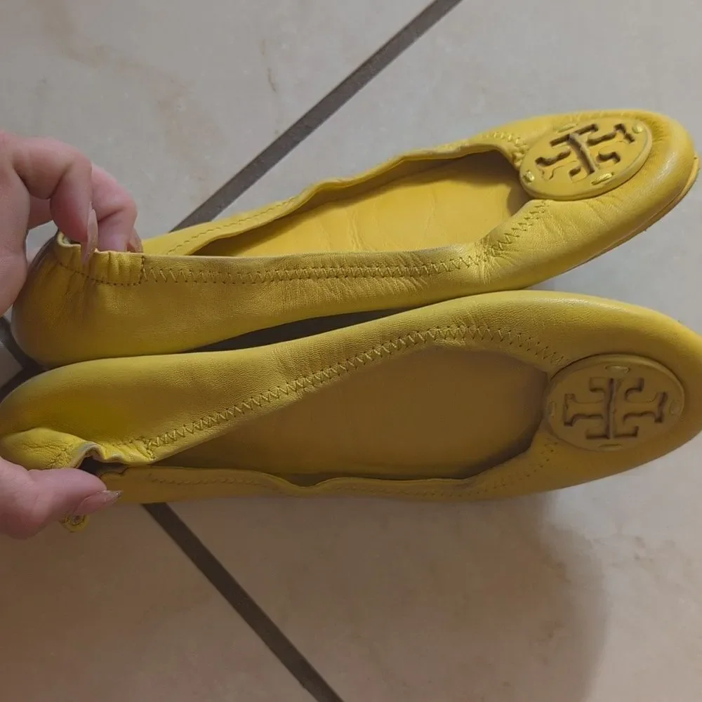 Tory Burch Yellow Ballet Flats Size 5
